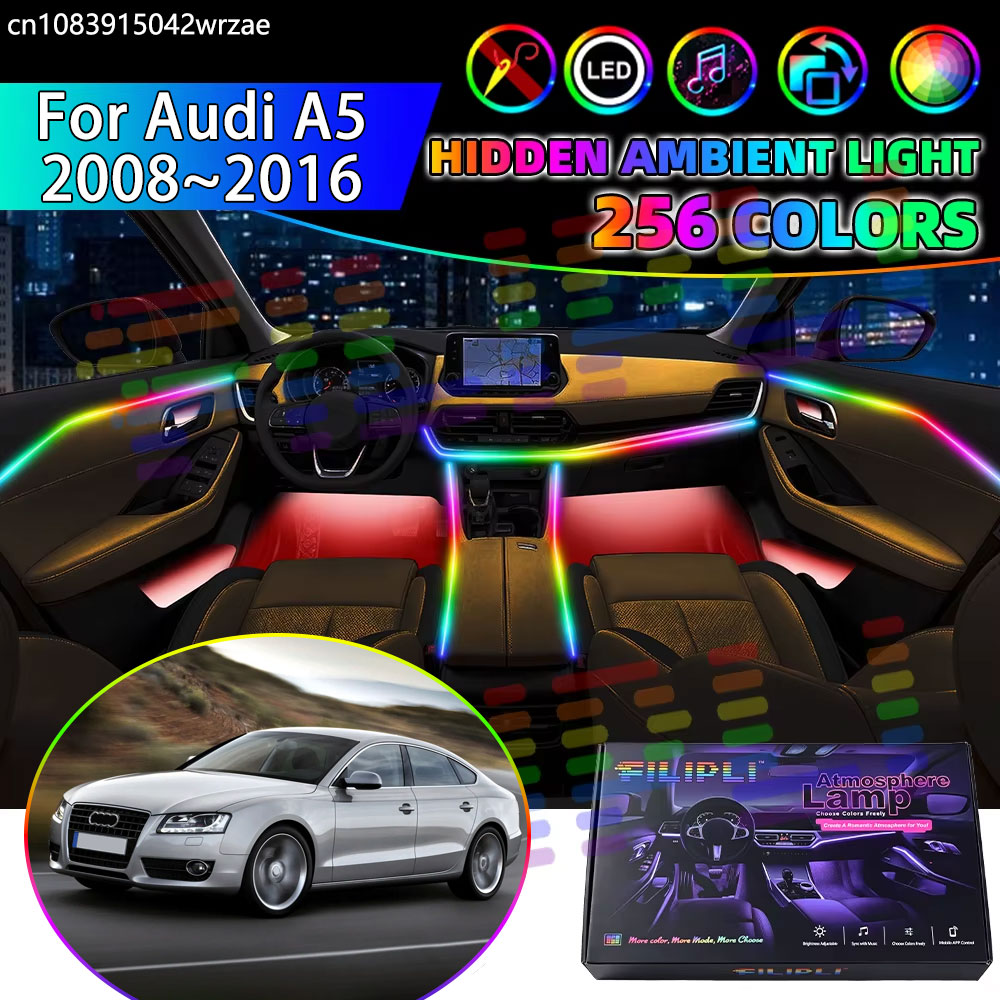 Led Ambient Interior Car Lights App Control - لأودي A5 2008~2016 8T 8F MK1،