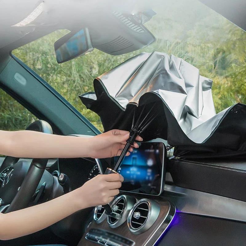 مظلة شمسية قابلة للطي متعددة ا - مراجعة Car Sunshade Windshield Umbrella Foldable وسعره