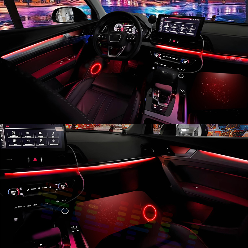 مصابيح LED محيطة ملونة لسيارة  - مراجعة Led Ambient Interior Car Lights App Control وسعره