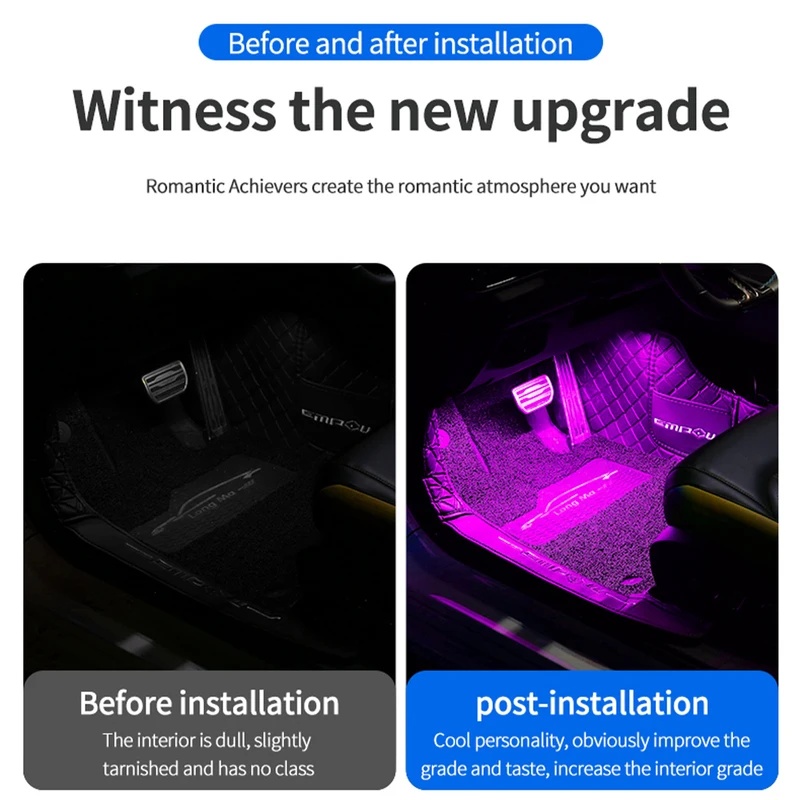 إضاءة داخلية للسيارة بتقنية ال - مراجعة Led Ambient Interior Car Lights App Control وسعره