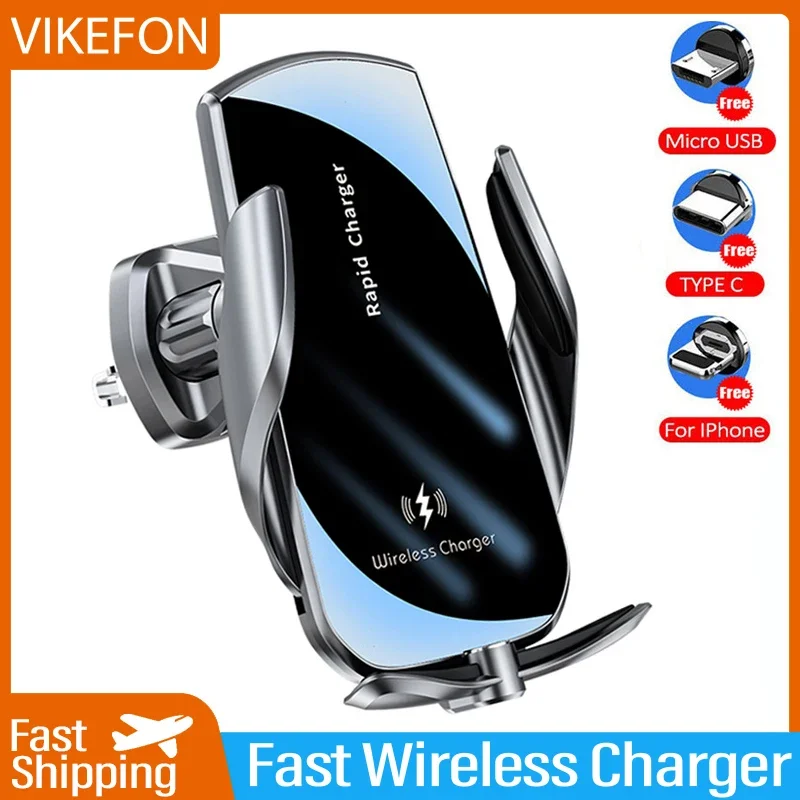 VIKEFON-شاحن سيارة لاسلكي ، شو - مراجعة Wireless Car Charger Mount Fast Charging وسعره