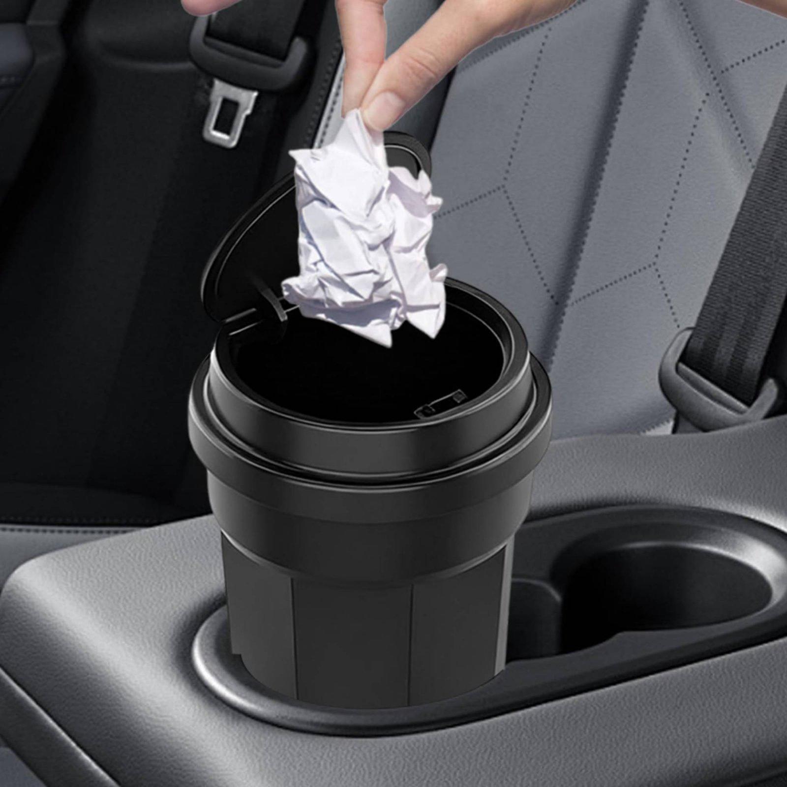 سلة مهملات للسيارة بغطاء، حاوي - مراجعة Waterproof Car Trash Can With Lid وسعره